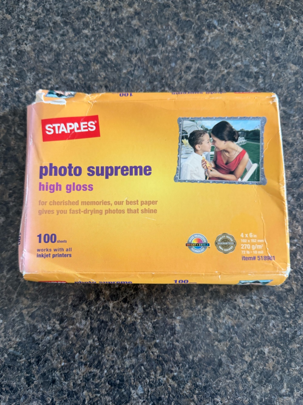 Staples Photo Supreme High Gloss 4x6 In. Paper for Inkjet Printers